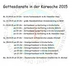 Gottesdienste Karwoche 2015