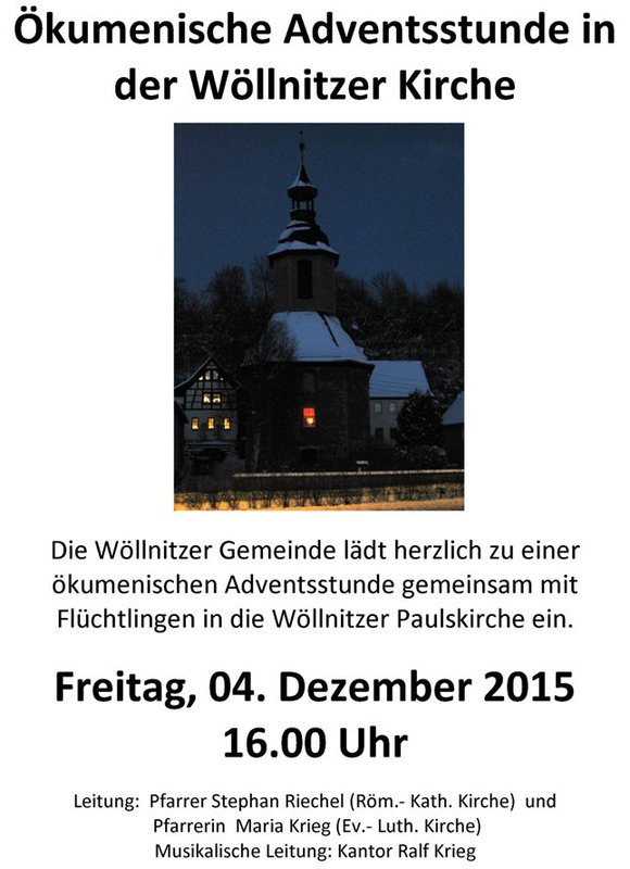 ökumenische Adventsfeier in der Wöllnitzer Kirche